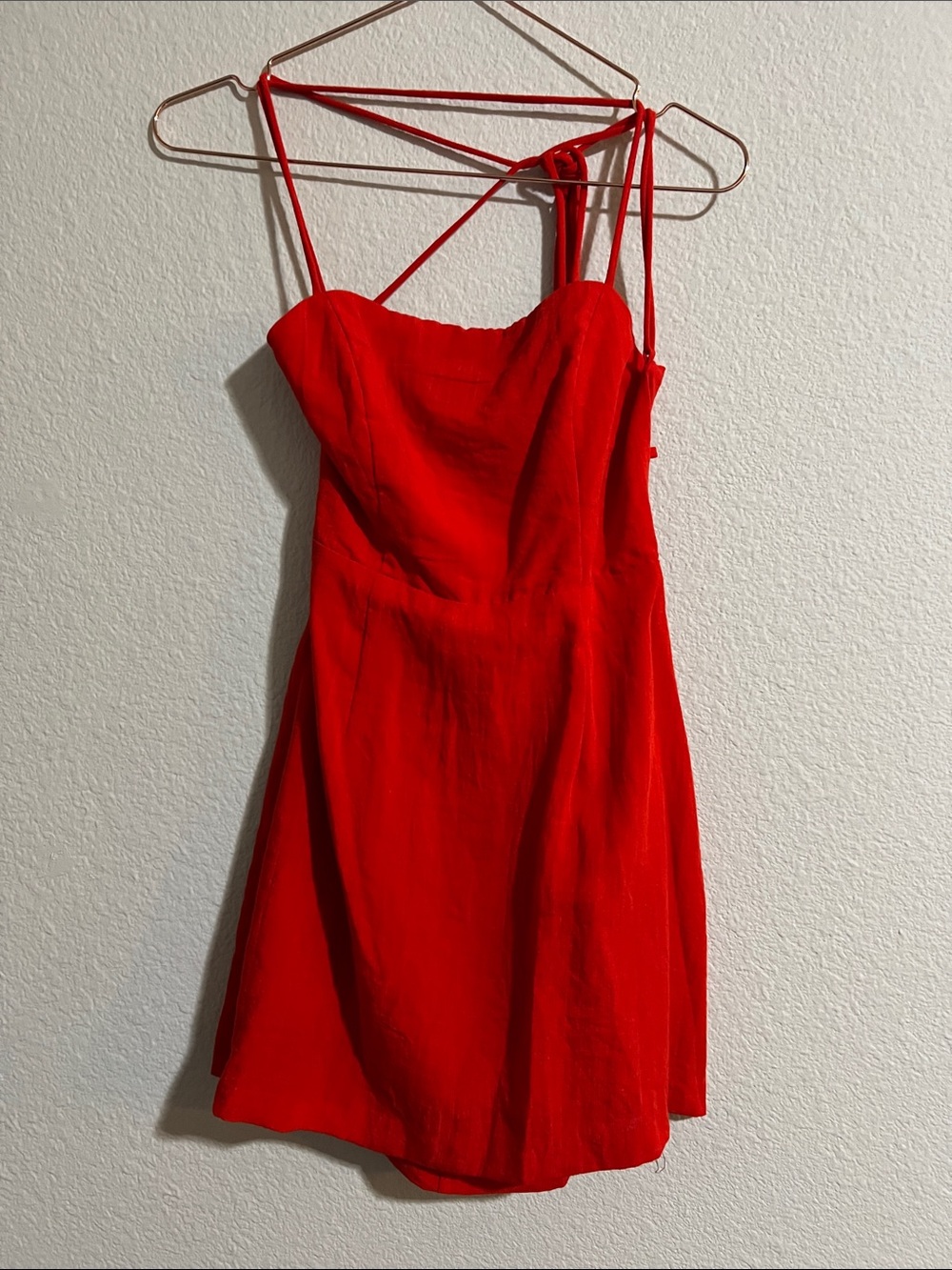 Red Strappy Mini Dress with Sweetheart Neckline